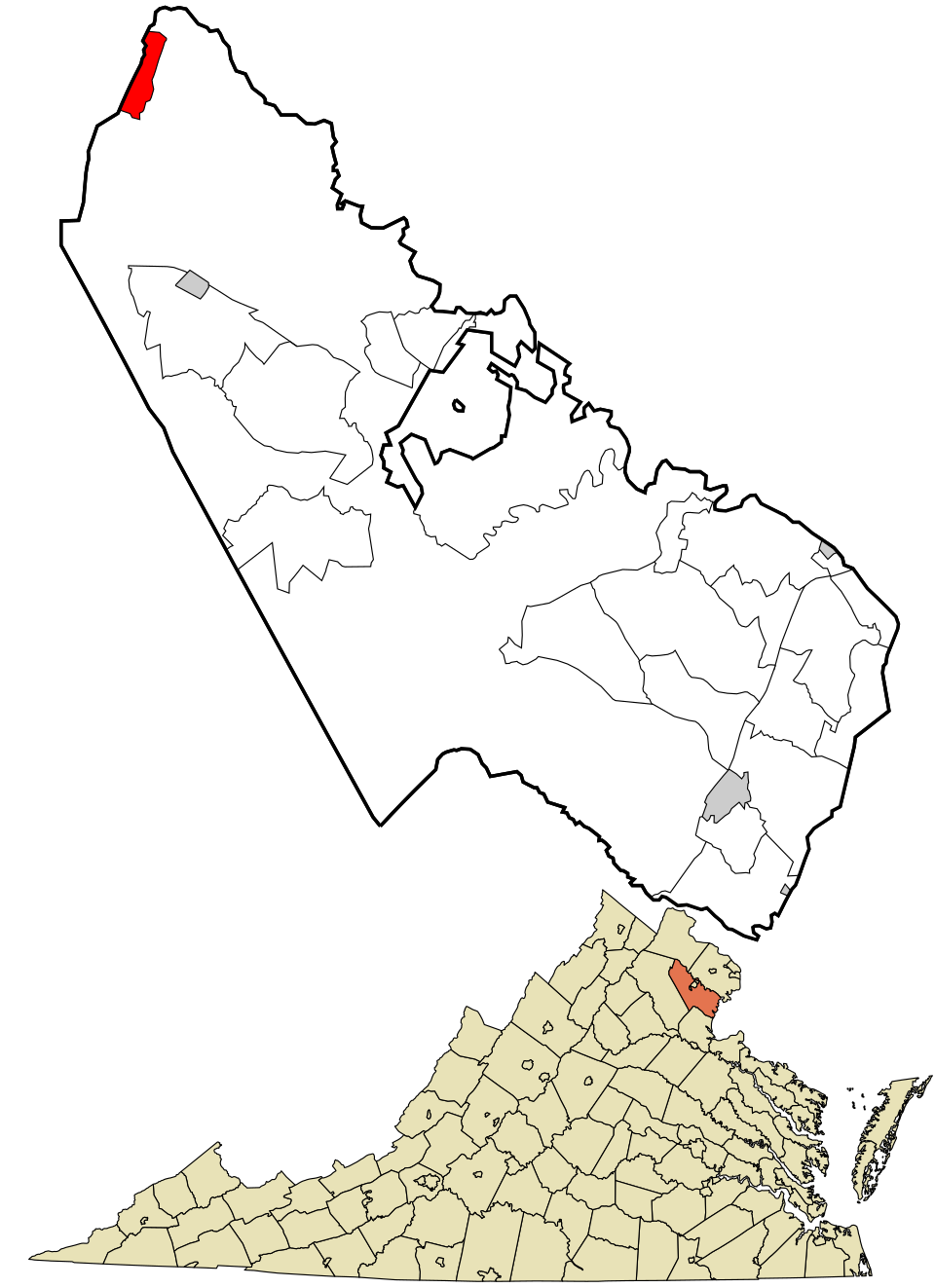 Locator map of Bull Run Mountain Estates