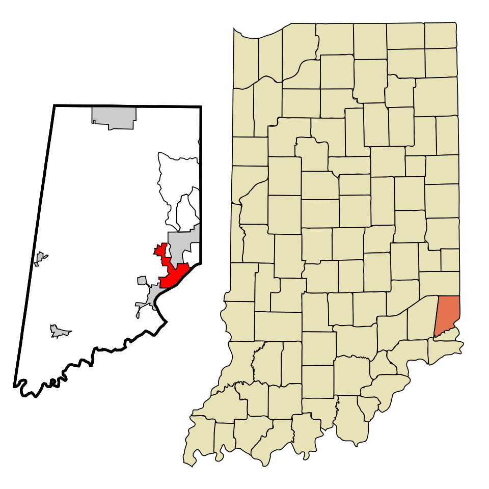 Locator map of Lawrenceburg