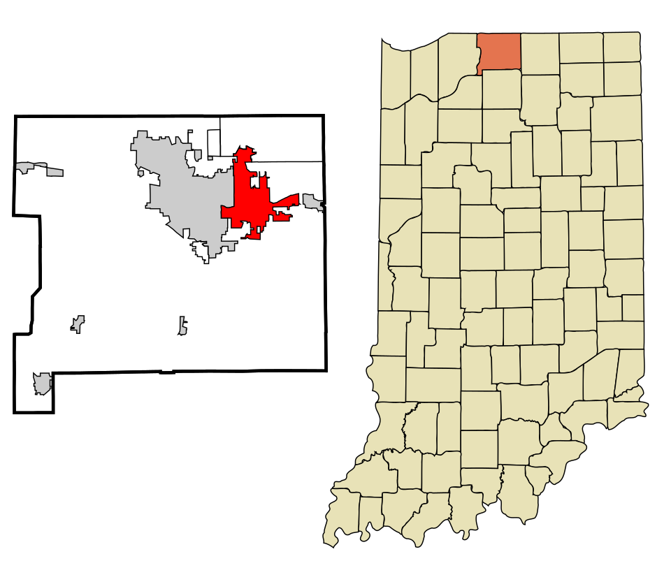 Locator map of Mishawaka