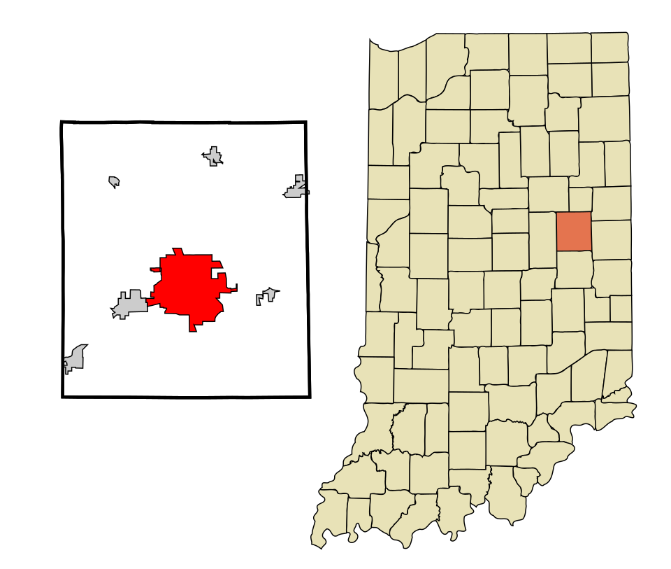 Locator map of Muncie