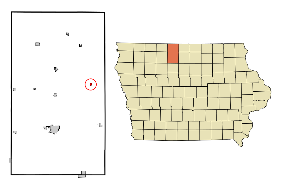 Locator map of Titonka