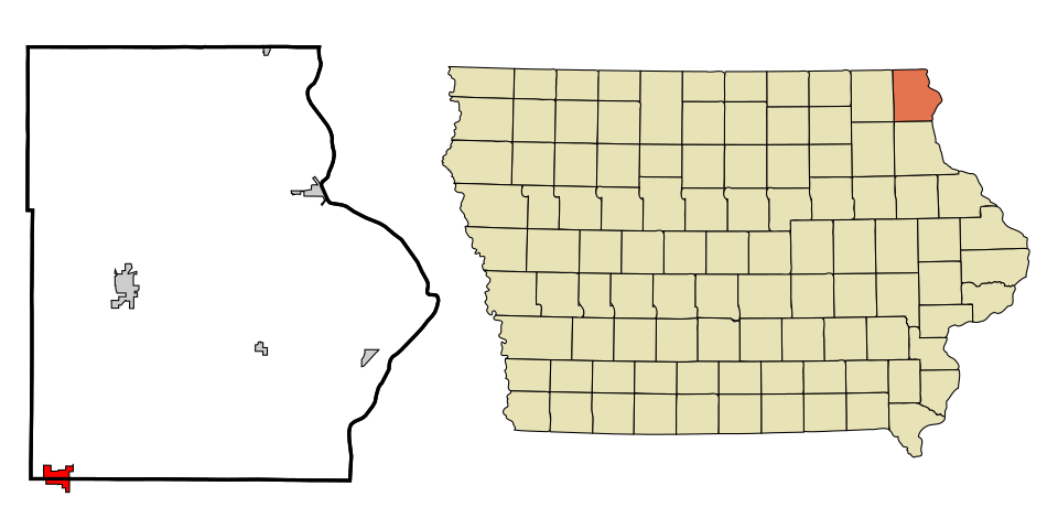 Locator map of Postville
