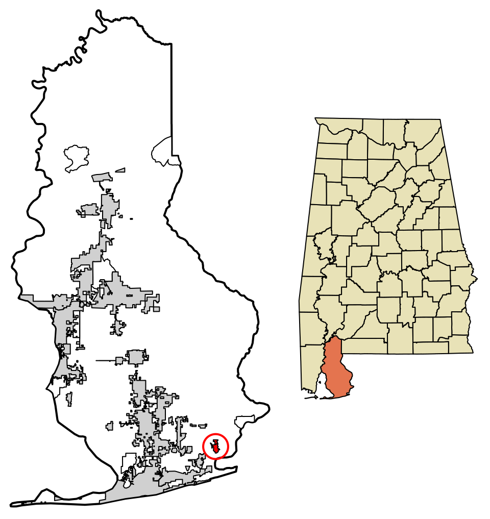 Locator map of Perdido Beach