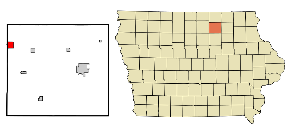 Locator map of Nora Springs