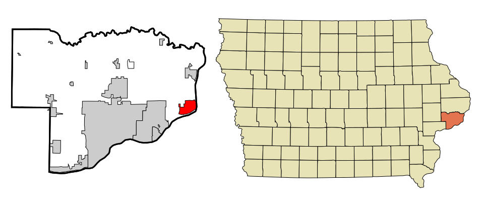 Locator map of Le Claire