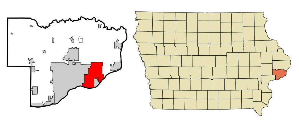 Locator map of Bettendorf