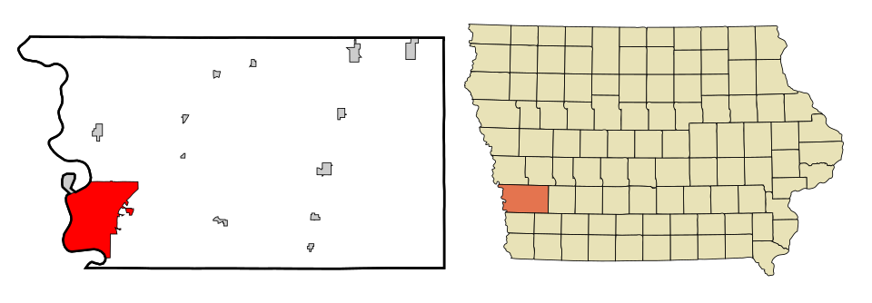 Locator map of Council Bluffs