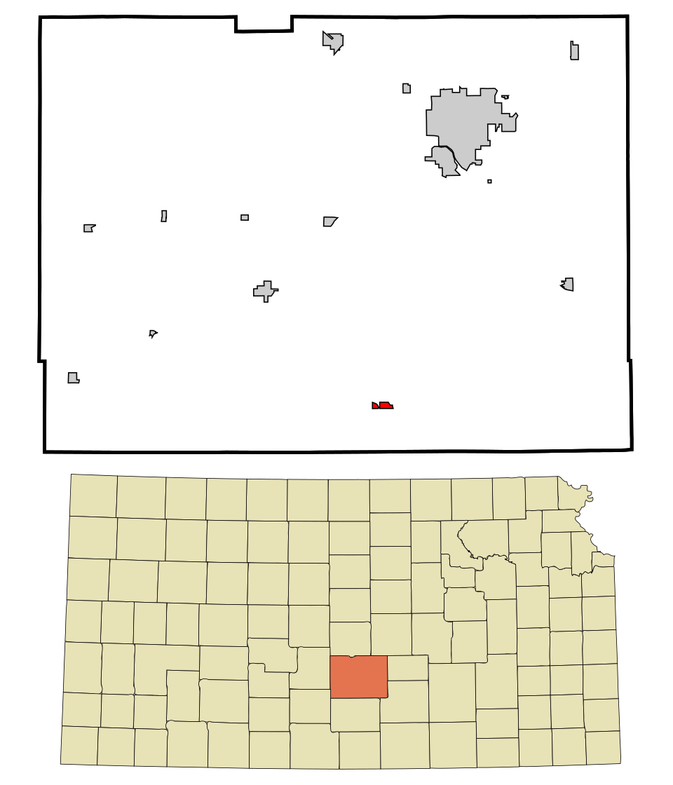 Locator map of Pretty Prairie