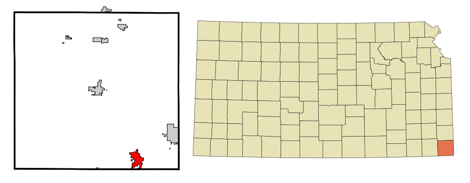 Locator map of Baxter Springs