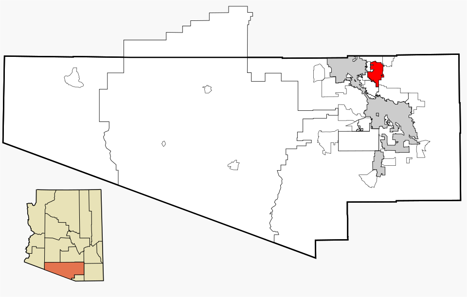 Locator map of Oro Valley