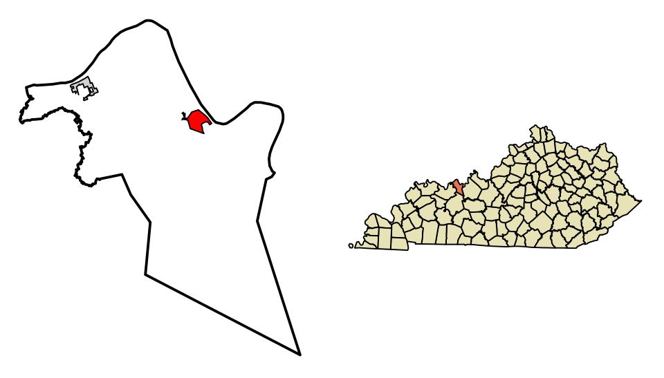 Locator map of Hawesville