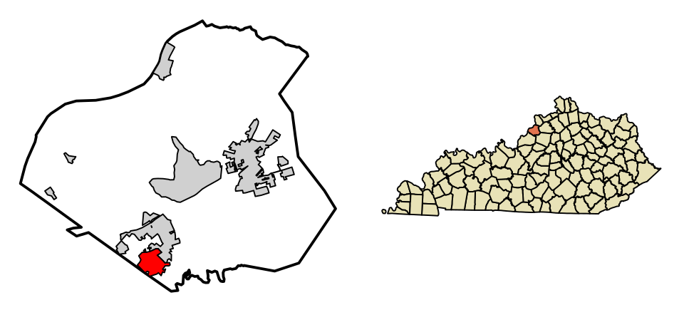 Locator map of Pewee Valley