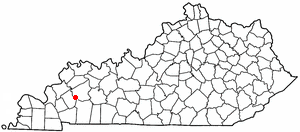 Locator map of Dawson Springs