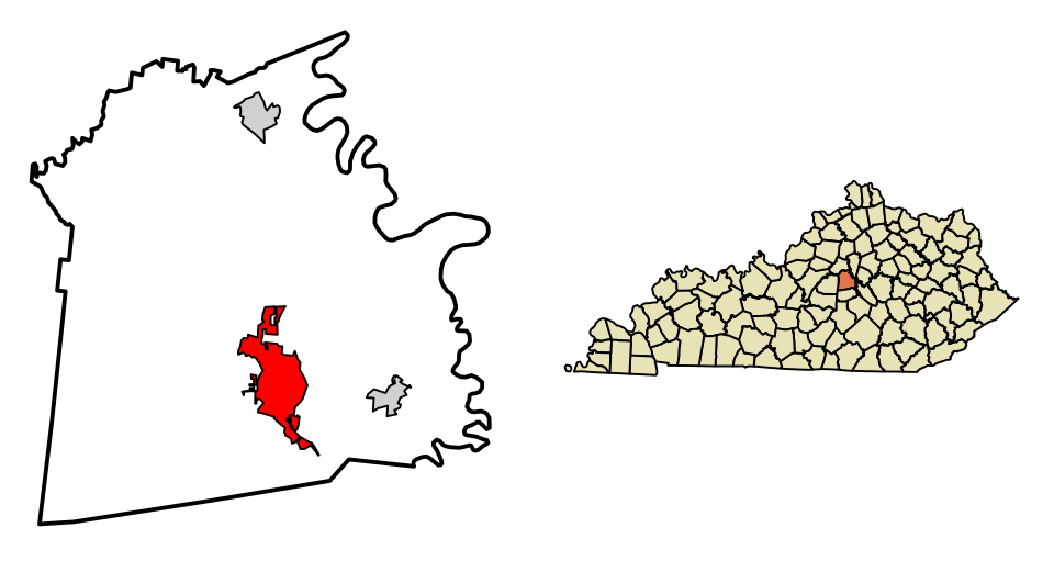 Locator map of Harrodsburg