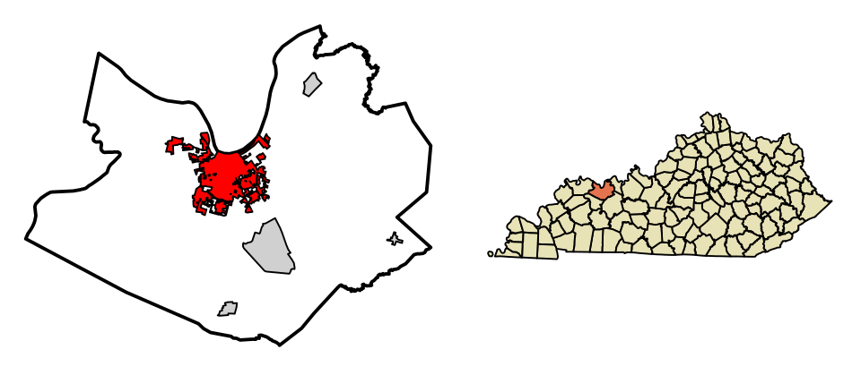 Locator map of Owensboro
