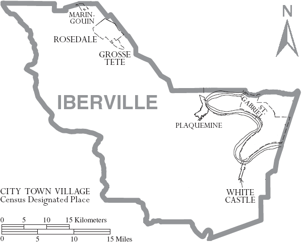 Locator map of Plaquemine