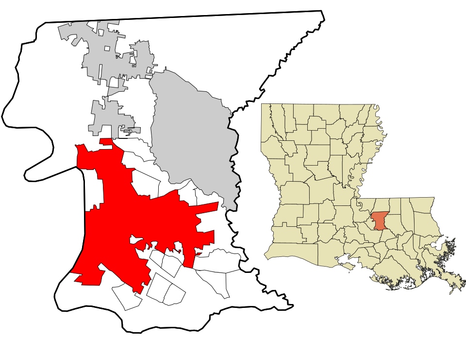 Locator map of Baton Rouge