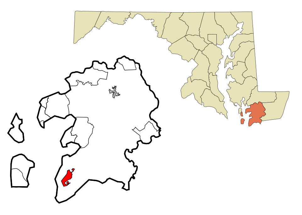 Locator map of Crisfield