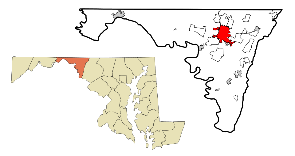 Locator map of Hagerstown