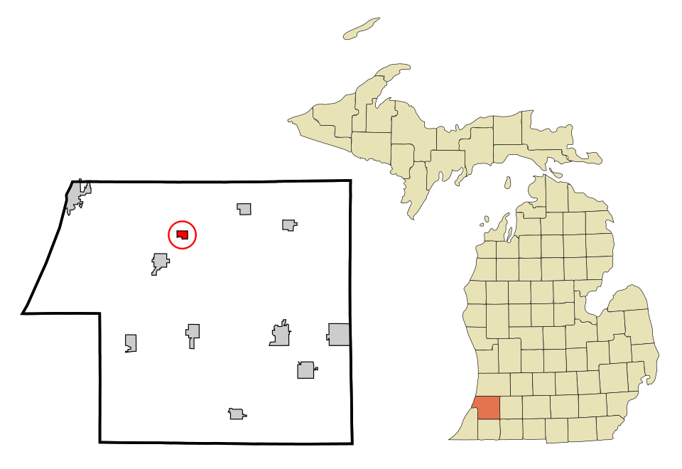 Locator map of Breedsville