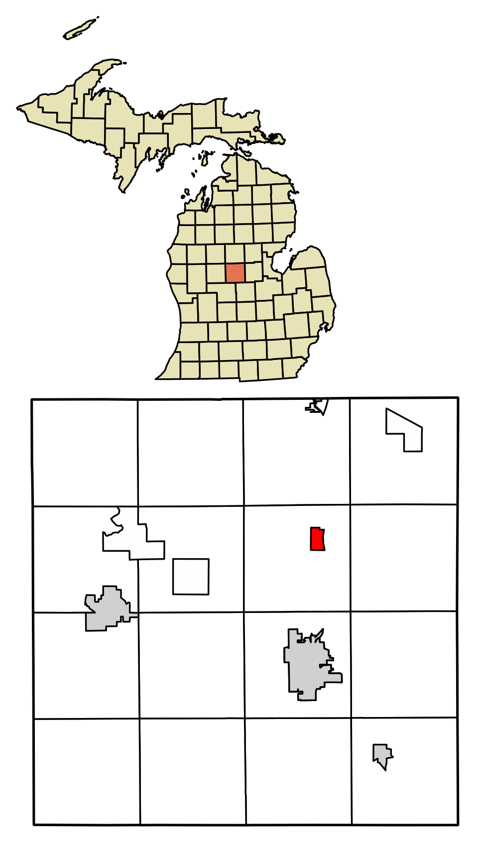 Locator map of Rosebush