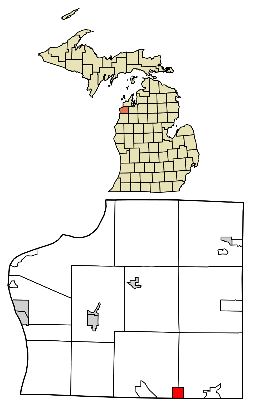 Locator map of Thompsonville