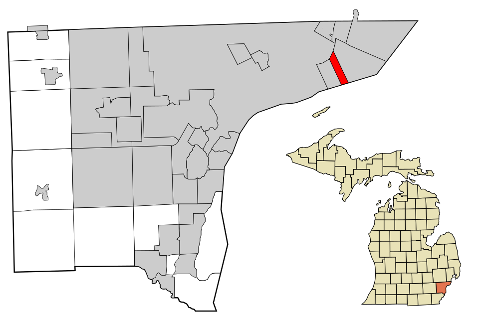 Locator map of Grosse Pointe