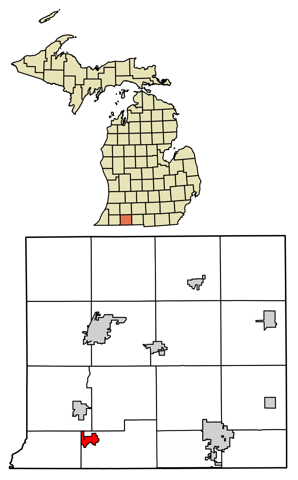 Locator map of White Pigeon