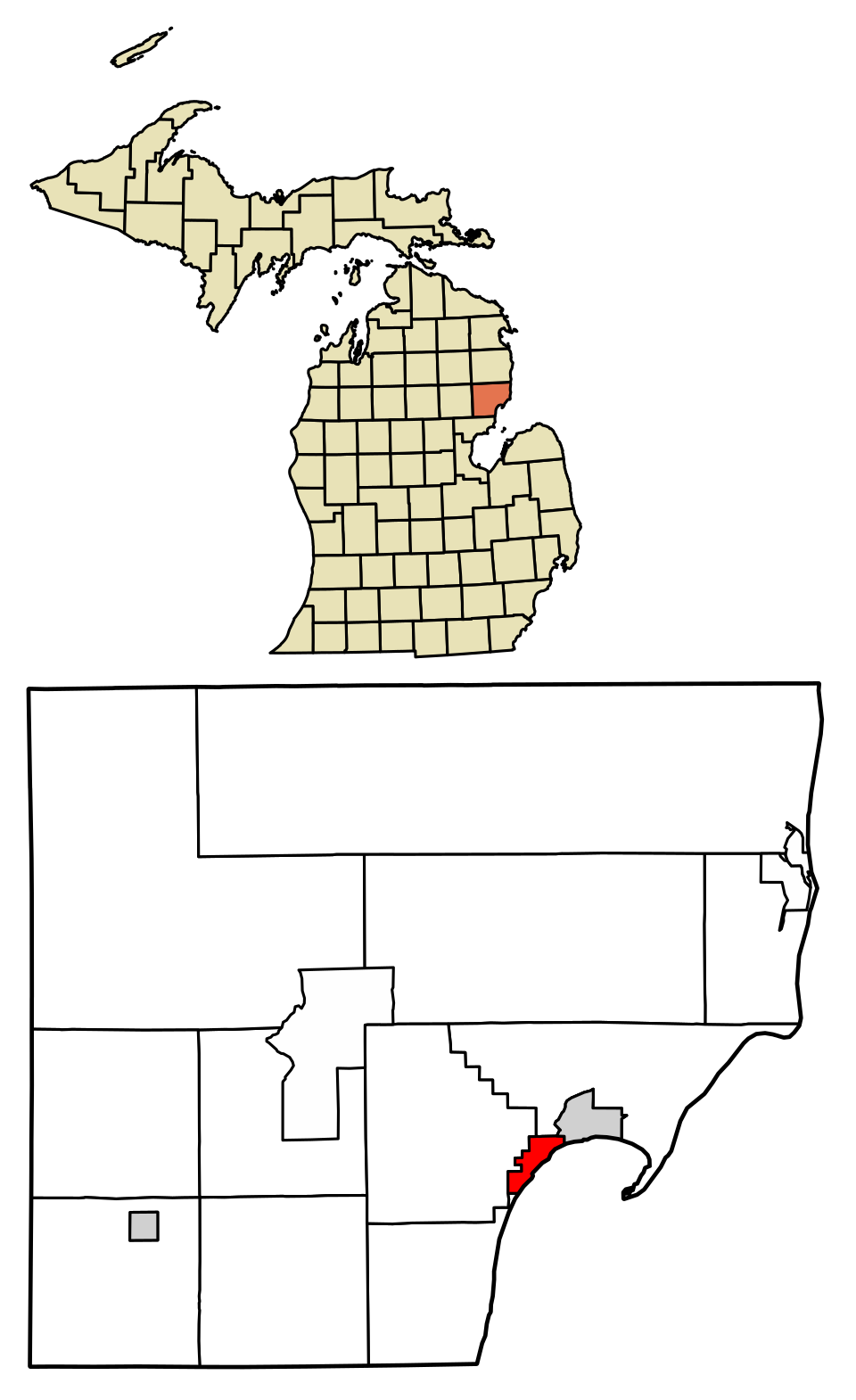 Locator map of Tawas