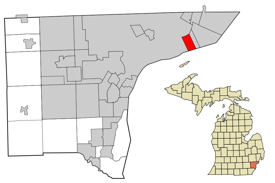 Locator map of Grosse Pointe Park