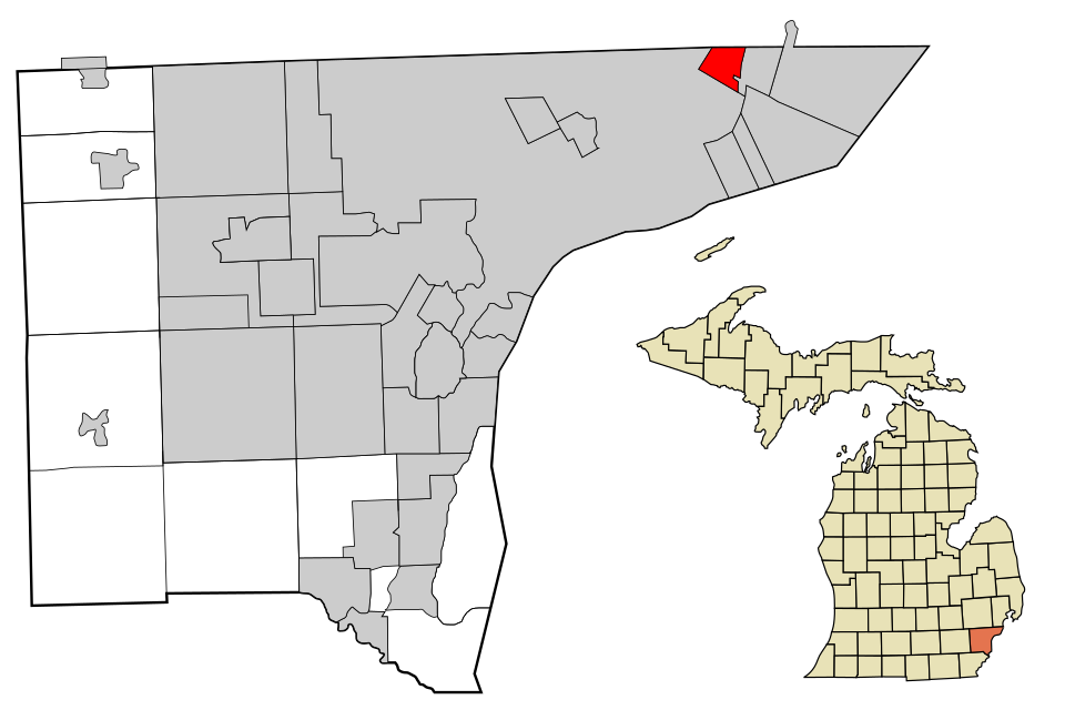 Locator map of Harper Woods
