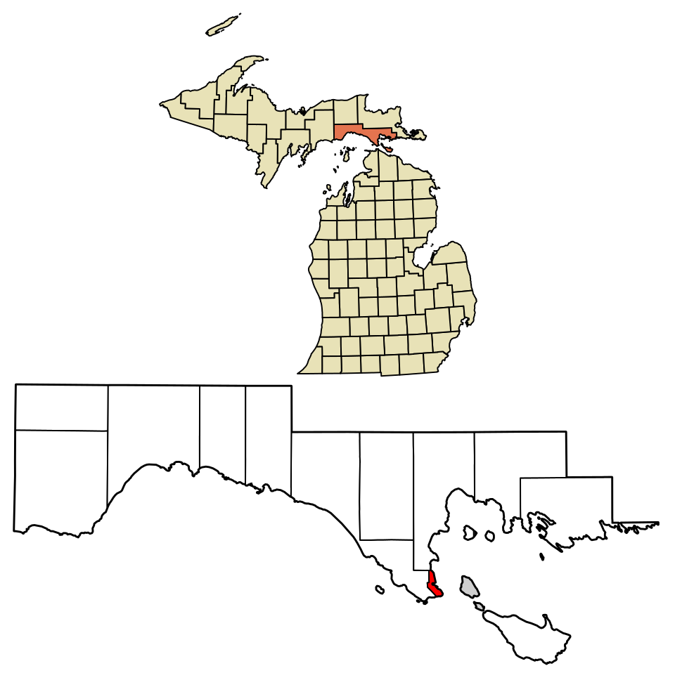 Locator map of St. Ignace