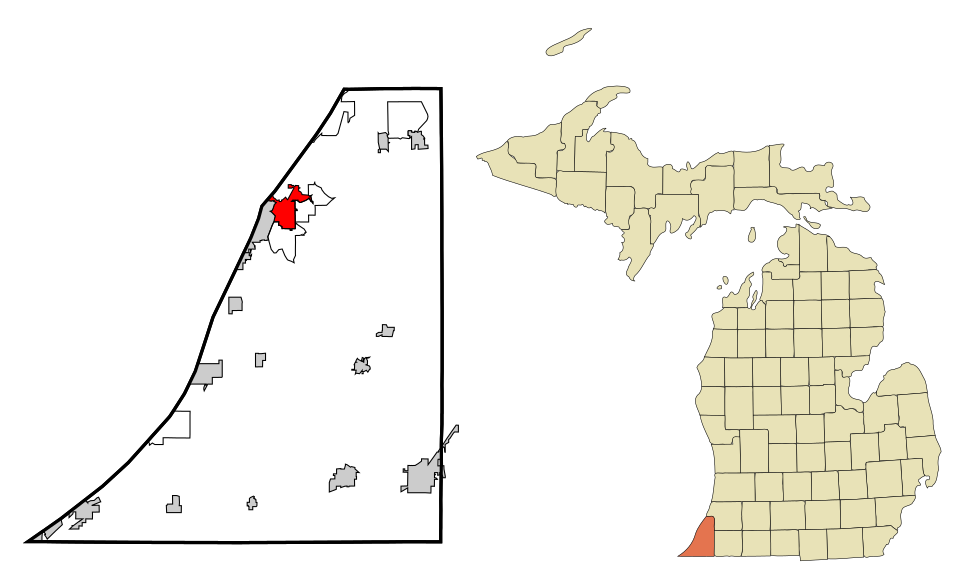 Locator map of Benton Harbor