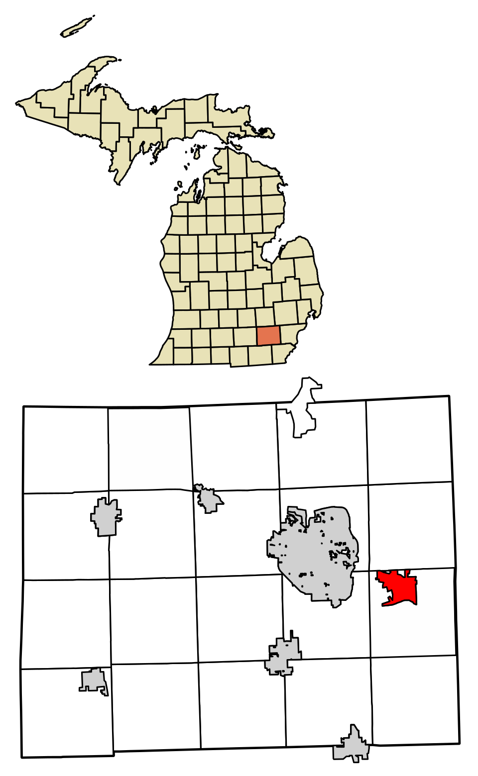 Locator map of Ypsilanti