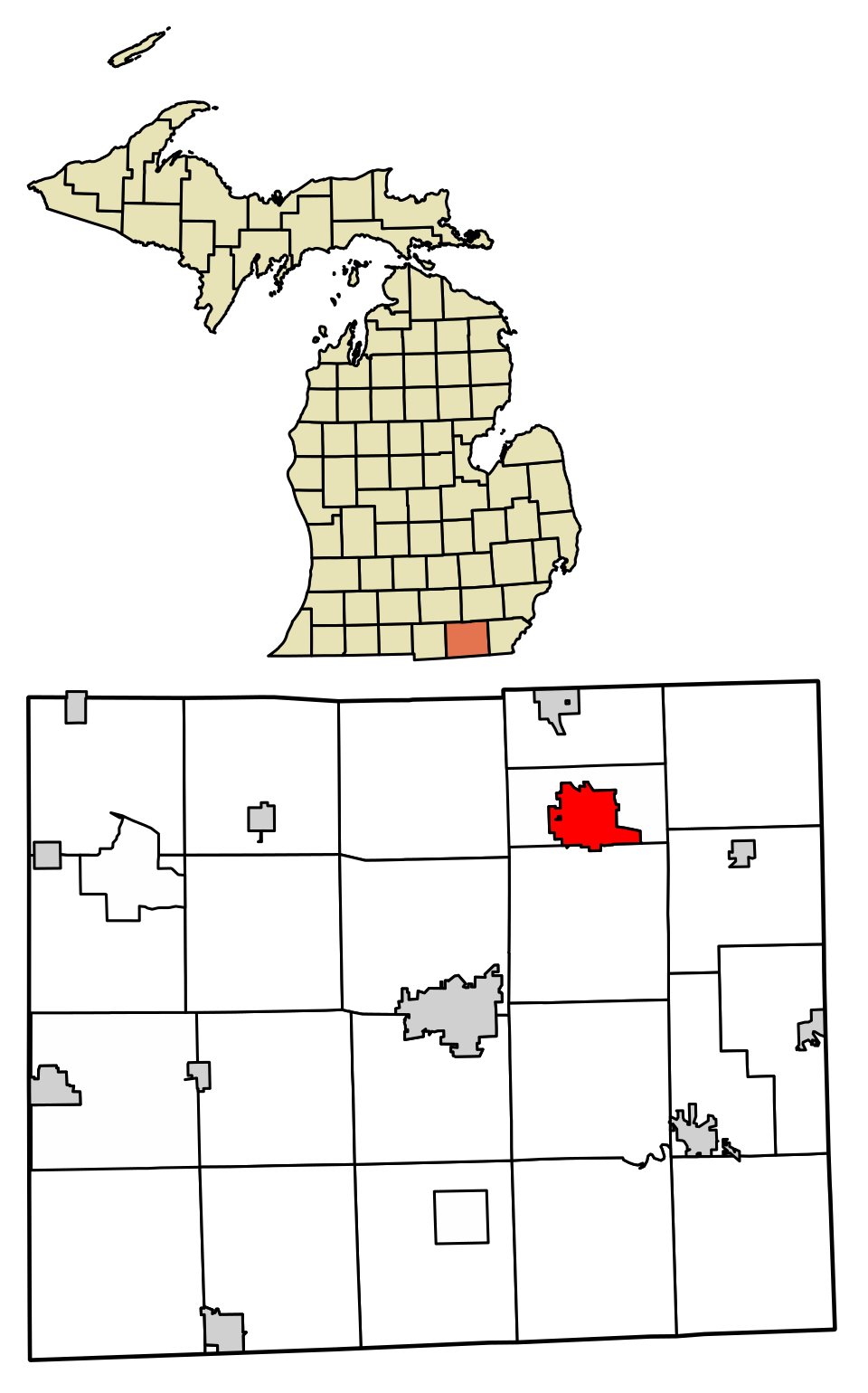 Locator map of Tecumseh