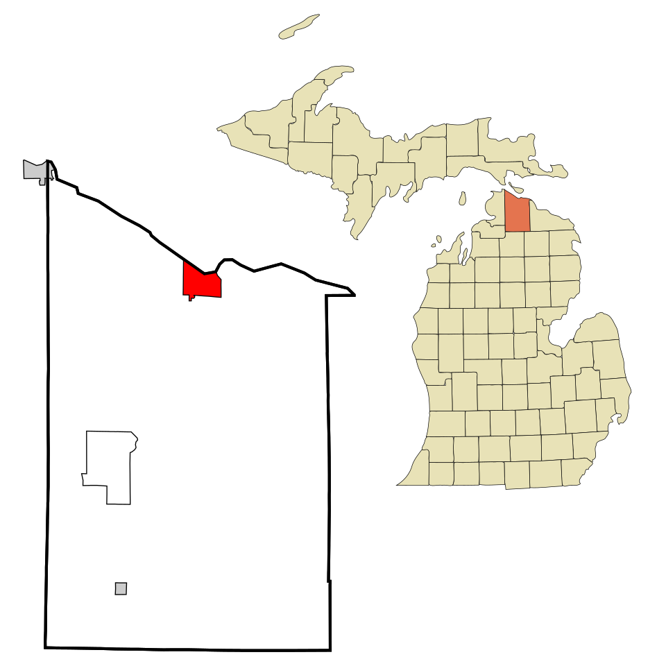 Locator map of Cheboygan