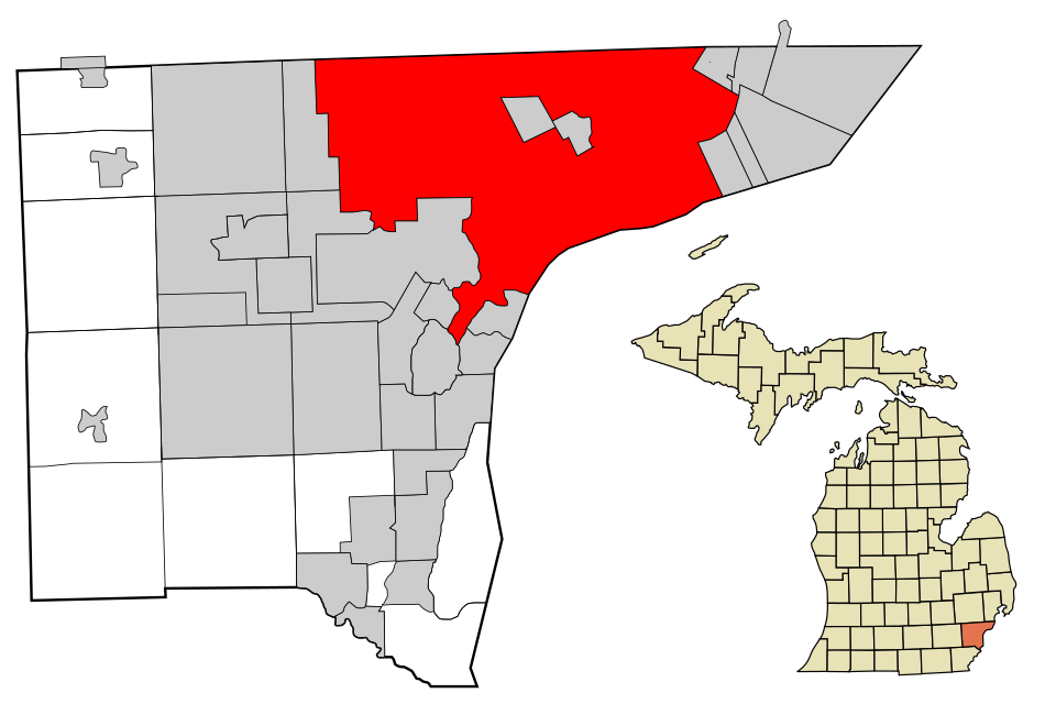 Locator map of Detroit