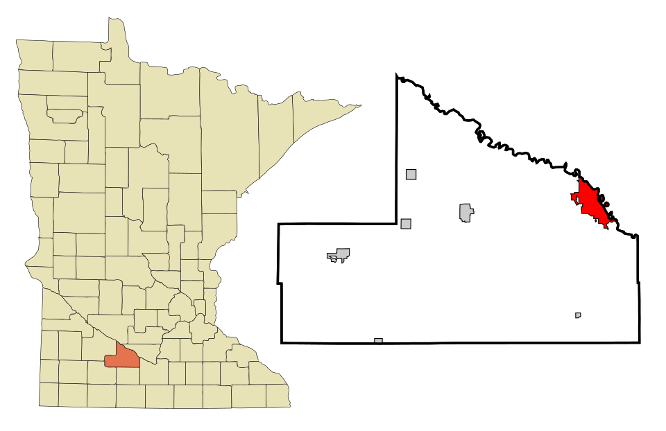 Locator map of New Ulm