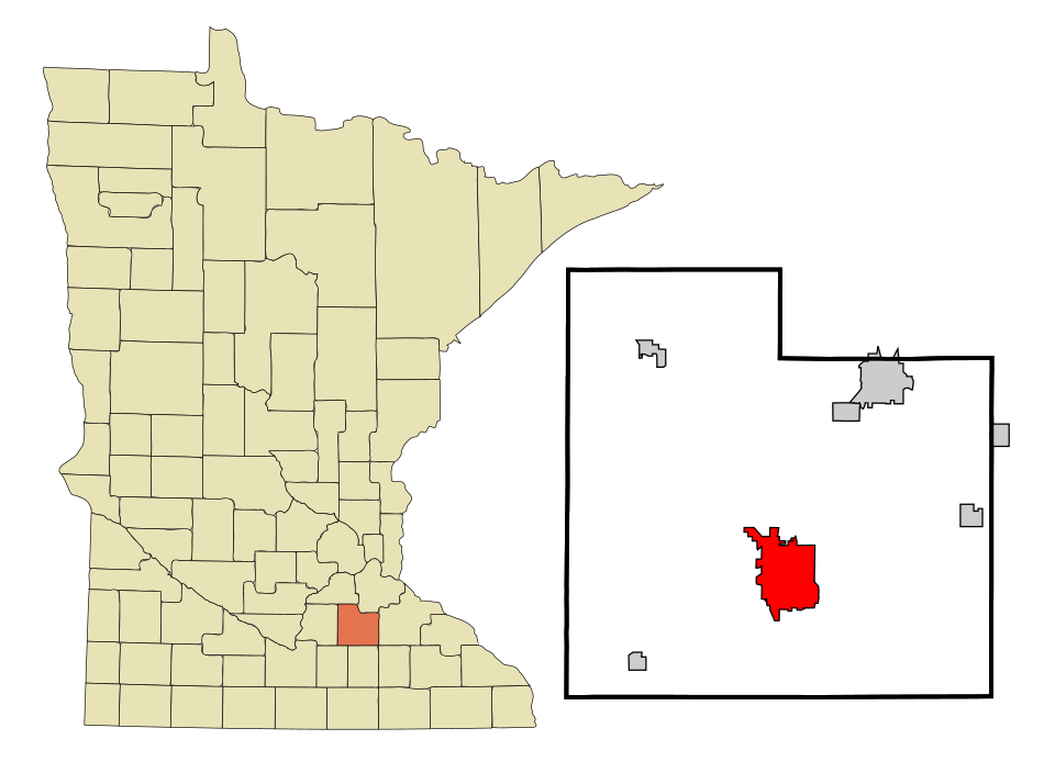 Locator map of Faribault