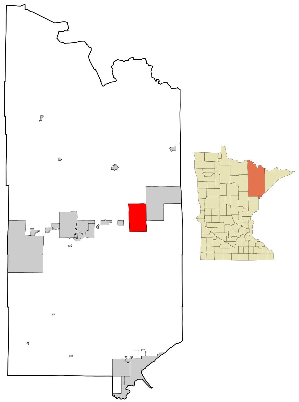 Locator map of Hoyt Lakes