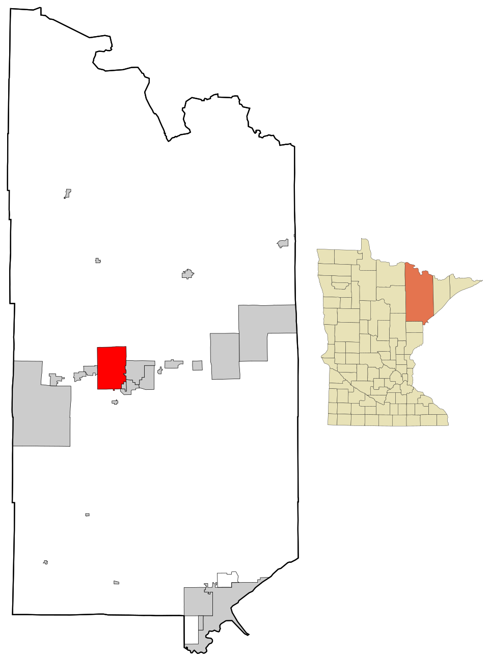 Locator map of Mountain Iron