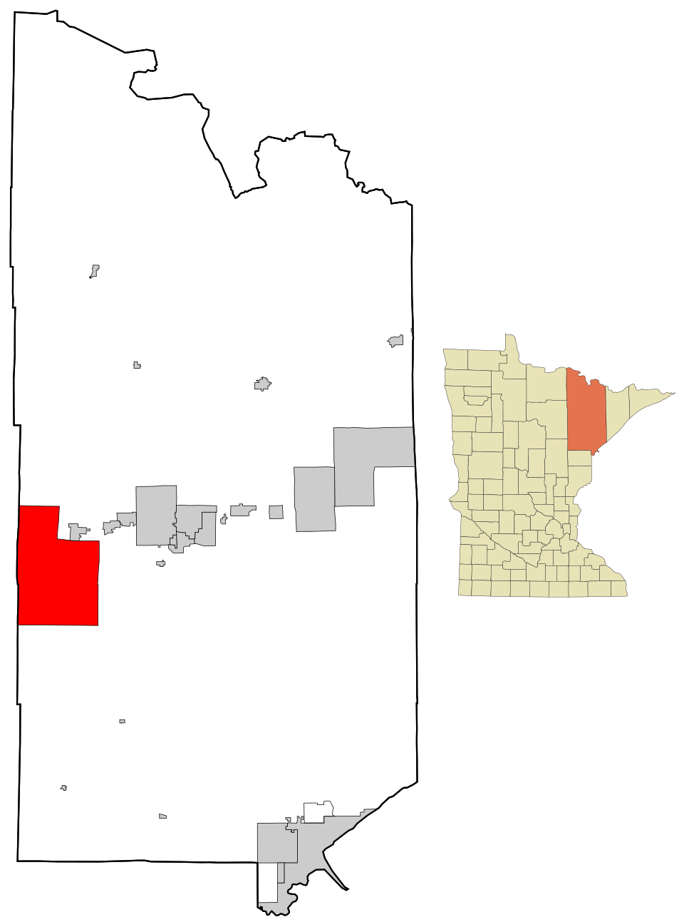 Locator map of Hibbing