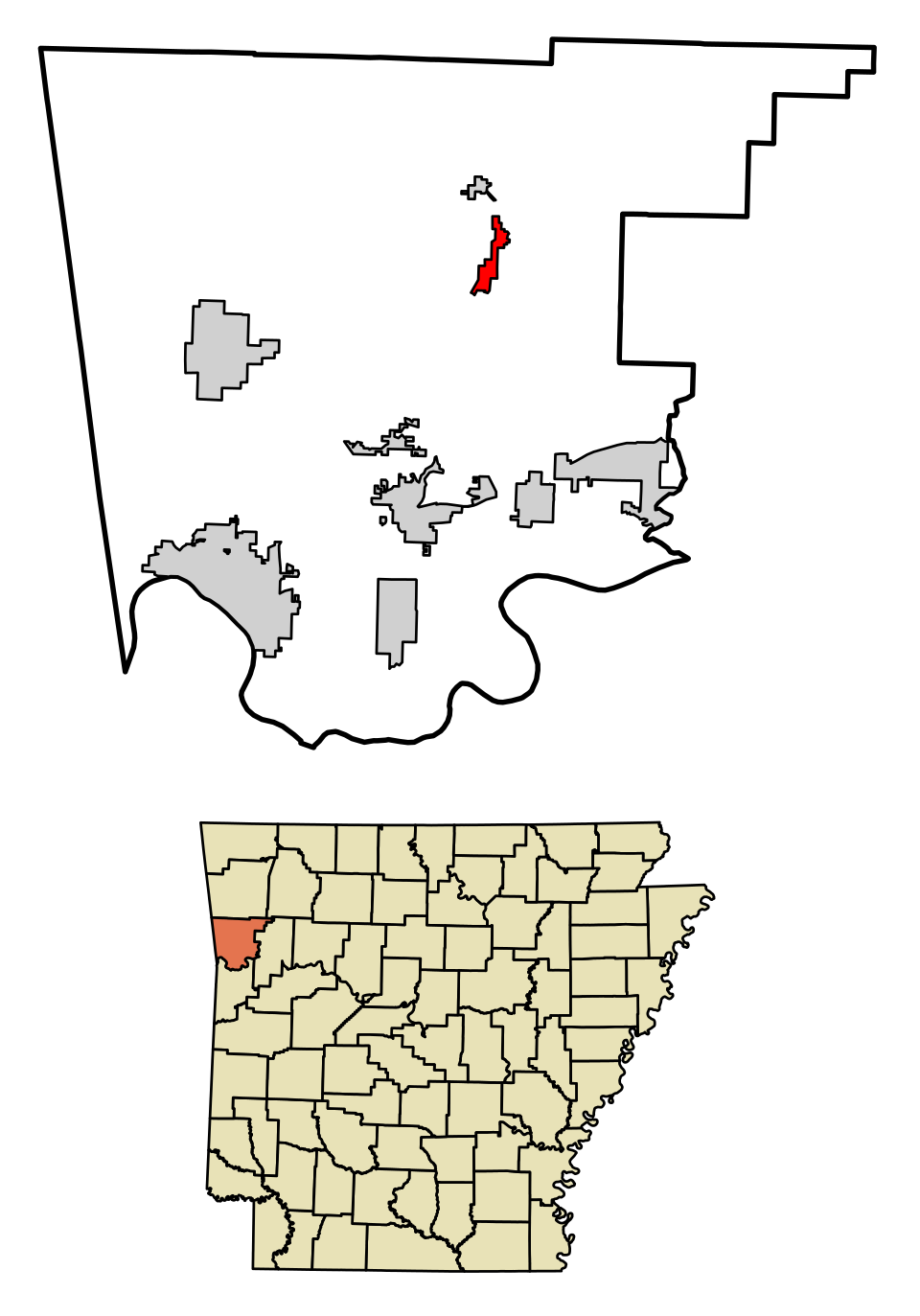 Locator map of Mountainburg