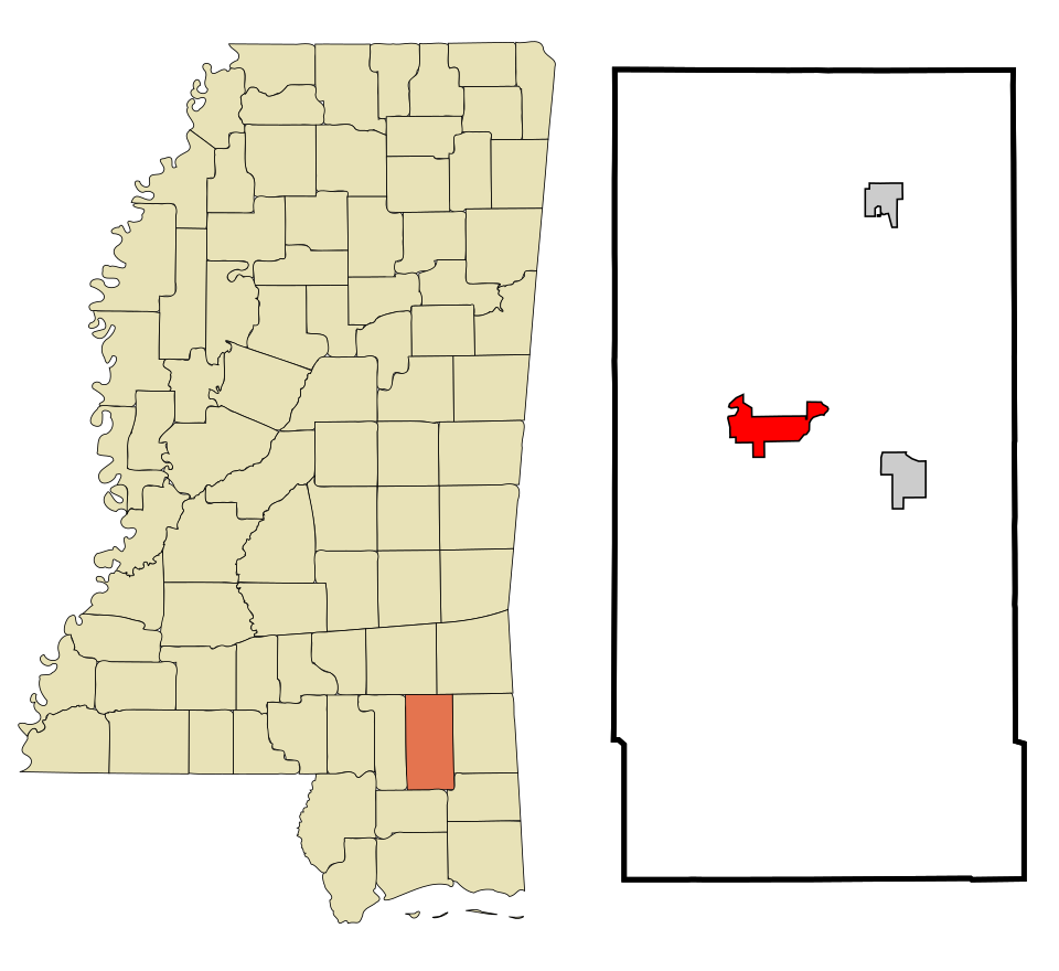 Locator map of New Augusta