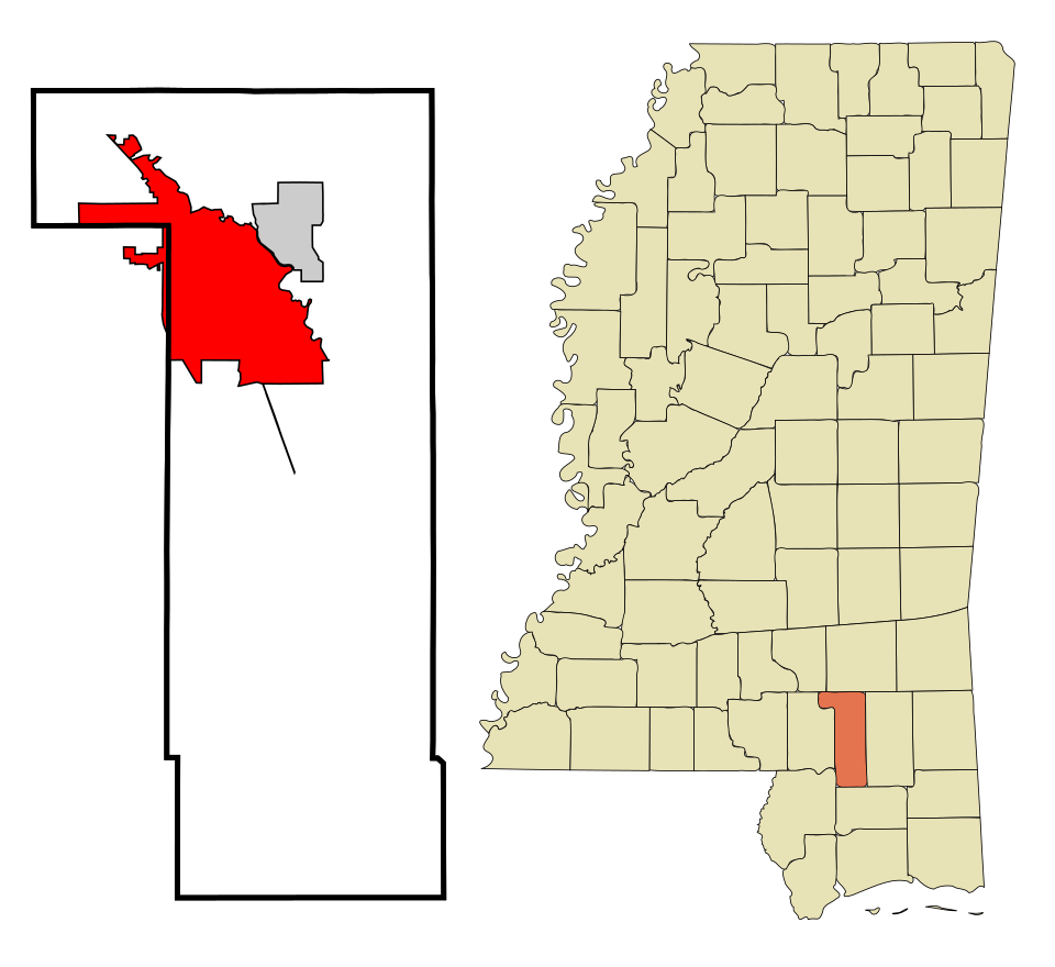 Locator map of Hattiesburg