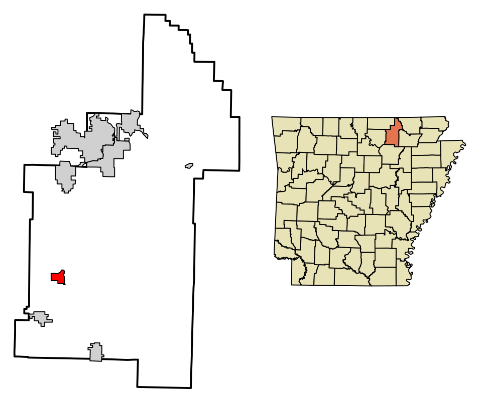 Locator map of Evening Shade