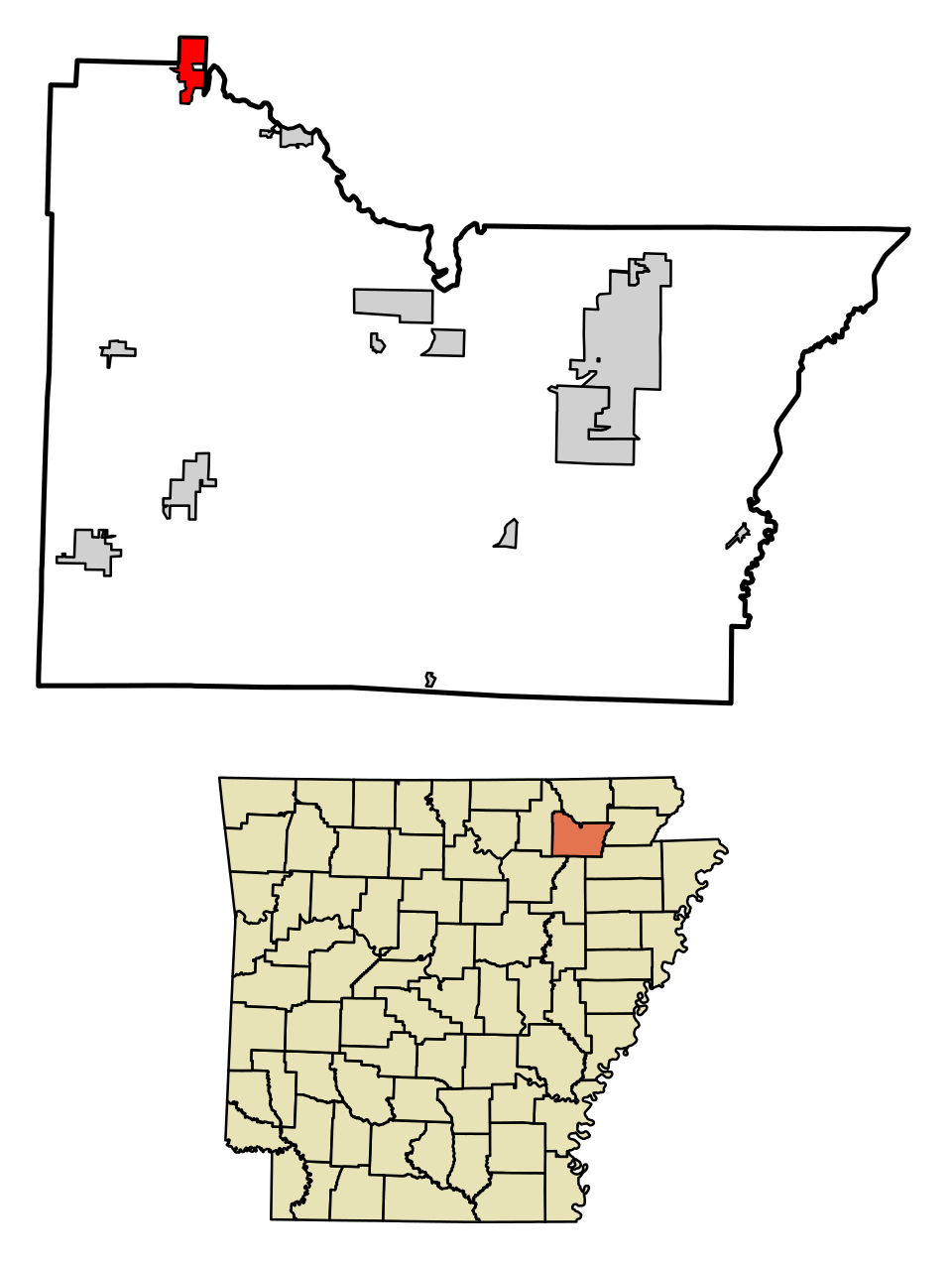 Locator map of Ravenden